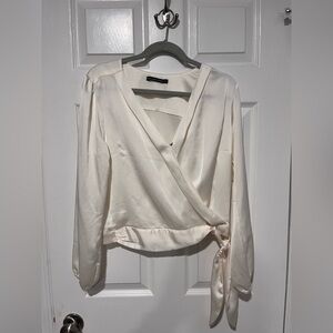 Abercrombie & Fitch Cream Satin Wrap Blouse